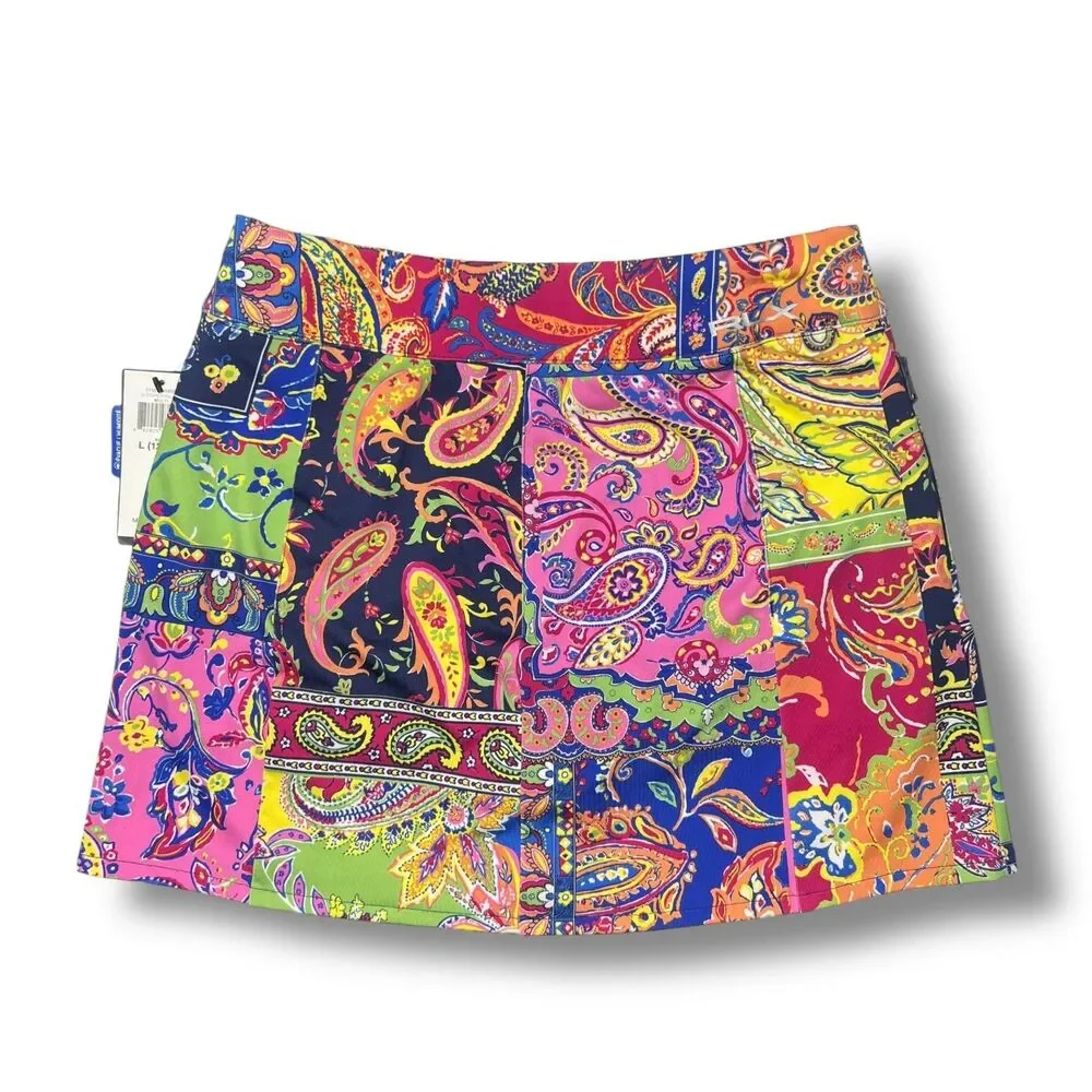 Ralph Lauren RLX Girls Performance Skort L 12 14 Tennis Golf Colorful Floral New
